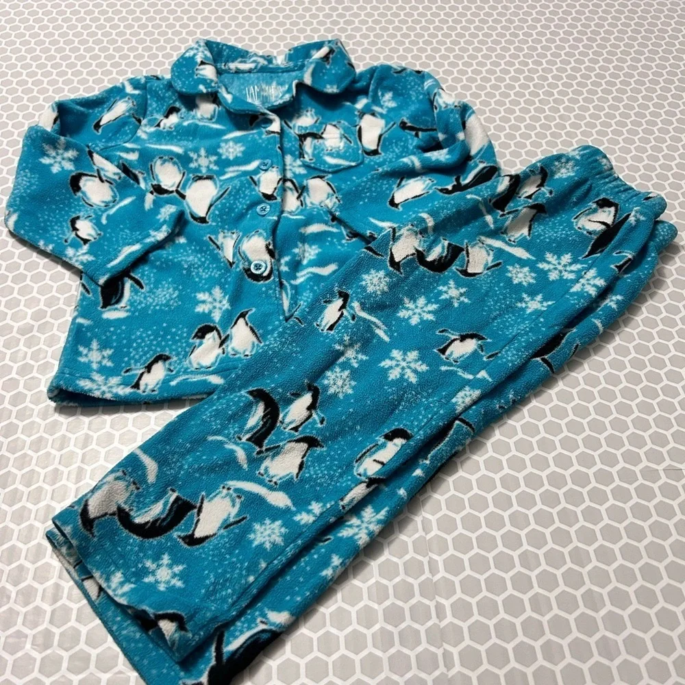 Jammies for your Families Adorable Penguin Print Kids Pajama Set - Blue